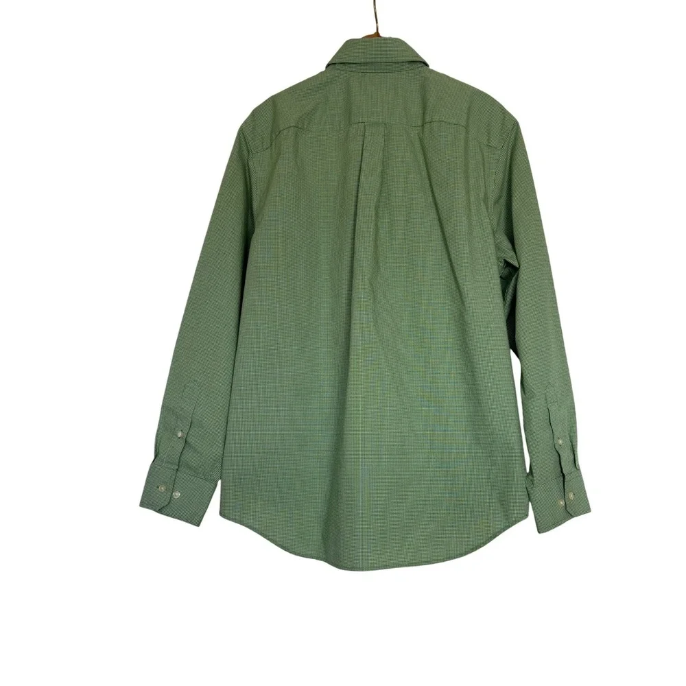 Banana Republic Mens‎ Green Gingham Non Iron Classic Fit Shirt 16-16.5 L Cotton